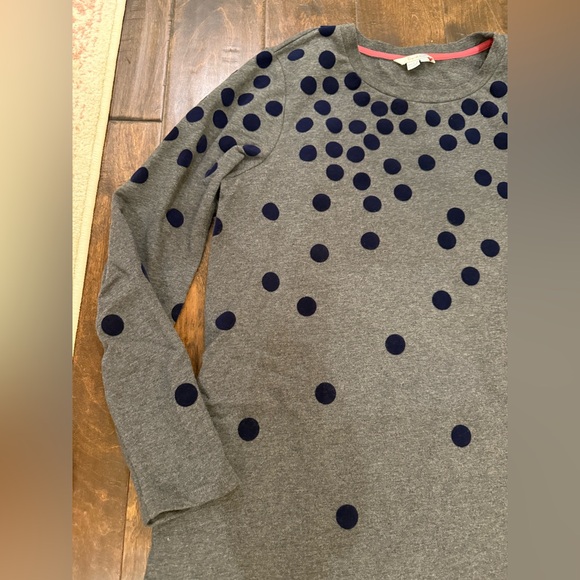 Boden Flocked Spot Knit Navy Blue Velvet Polka Dot Dress Size 14 - Picture 4 of 10